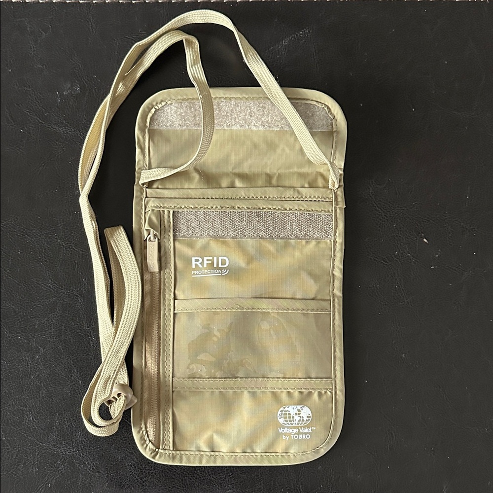 Khaki RFID Protection Crossbody Travel Bag